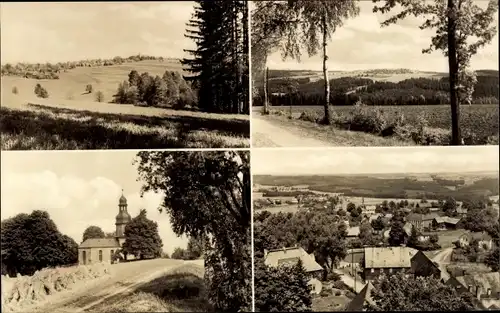 Ak Landwüst Markneukirchen im Vogtland, Umgebung, Kirche, Ortsansicht