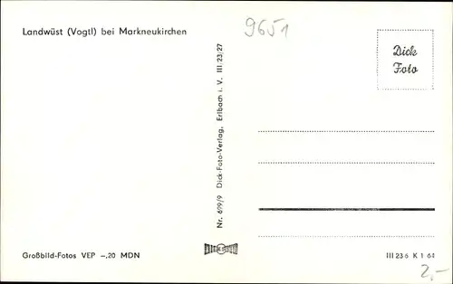 Ak Landwüst Markneukirchen im Vogtland, Umgebung, Kirche, Ortsansicht