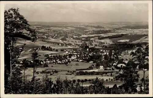 Ak Erlbach Markneukirchen im Vogtland Sachsen, Blick vom Kegelberg auf den Ort