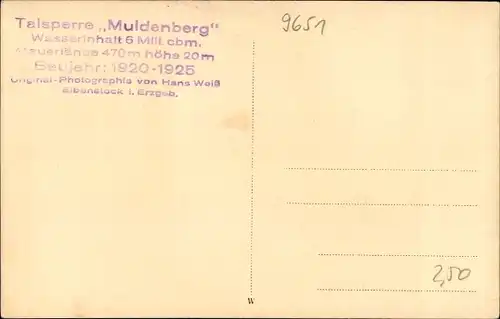 Ak Muldenberg Grünbach im Vogtland, Talsperre Muldenberg