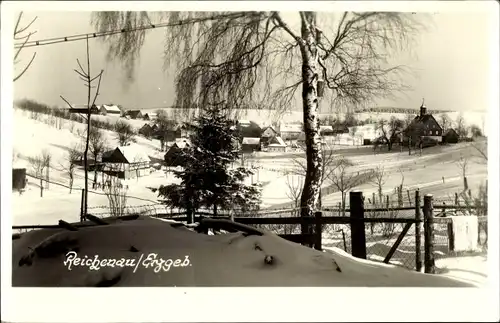 Foto Ak Reichenau im Erzgebirge, Teilansicht im Winter