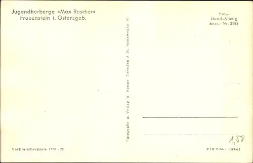 Ak Frauenstein im Erzgebirge, Jugendherberge Max Roscher