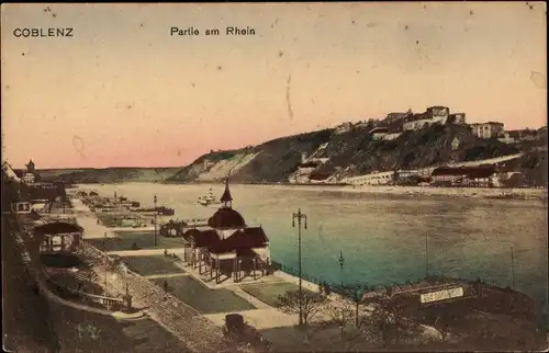 Ak Koblenz am Rhein, Partie am Rhein