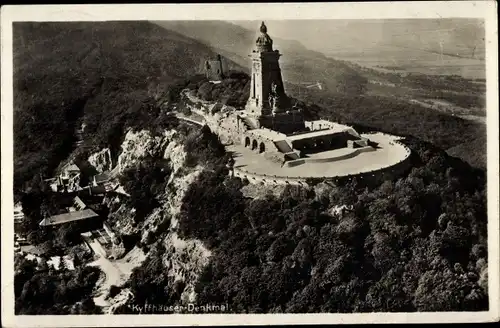 Ak Steinthaleben Kyffhäuserland in Thüringen, Kyffhäuser, Kaiser Wilhelm Denkmal, Fliegeraufnahme