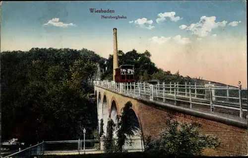 Ak Wiesbaden in Hessen, Neroberg, Nerobergbahn, Brücke