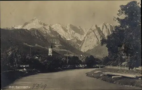 Ak Garmisch Partenkirchen in Oberbayern, Uferpartie