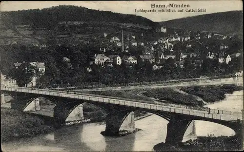 Ak Hann. Münden in Niedersachsen, Fuldapartie, Cattenbühl, Brücke