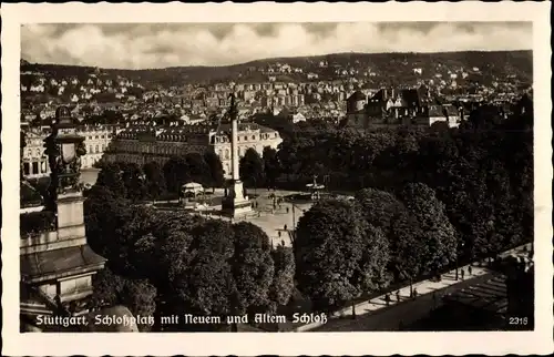 Ak Stuttgart in Württemberg, Schlossplatz mit neuem und altem Schloss