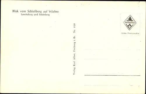 Ak Freiburg im Breisgau, Blick vom Schlossberg auf Wiehre, Lorettoberg und Schönberg