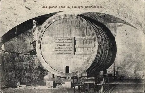 Ak Tübingen am Neckar, Der große Fass im Tübinger Schlosskeller