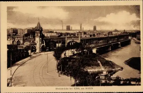 Ak Kehl am Rhein, Rheinbrücke, Panorama