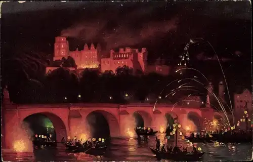 Ak Heidelberg am Neckar, Schlossbeleuchtung