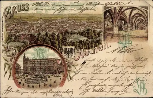 Litho Aachen in Nordrhein Westfalen, Rathaus, Krönungssaal