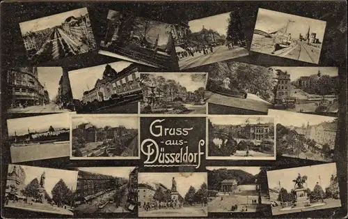 Ak Düsseldorf am Rhein, Stadtansichten, Uferpartie, Denkmal