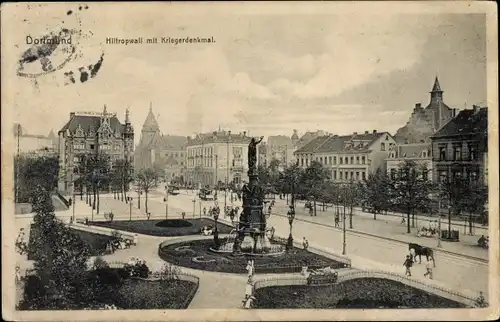 Ak Dortmund im Ruhrgebiet, Hiltropwall mit Kriegerdenkmal