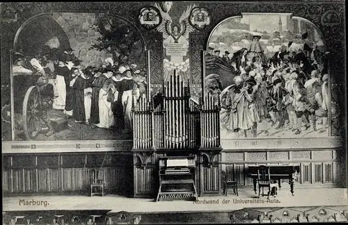Ak Marburg an der Lahn, Nordwand der Universitäts-Aula