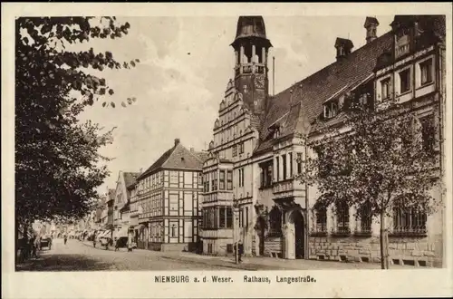 Ak Nienburg an der Weser, Rathaus, Langestraße