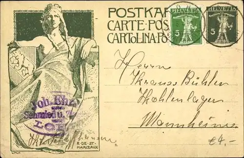 Ganzsachen Ak Schweiz, Fondation de l'Union Postale Universelle, Inauguration du Monument