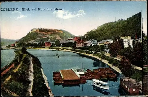 Ak Koblenz am Rhein, Ehrenbreitstein, Rheinpartie