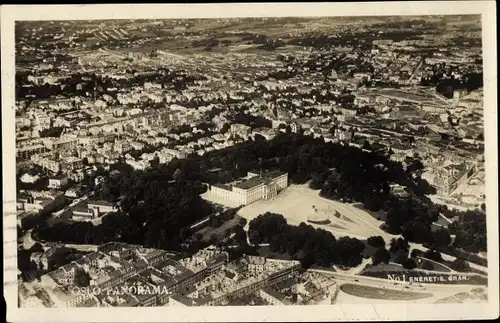 Ak Oslo Norwegen, Königliches Schloss, Stadtpanorama