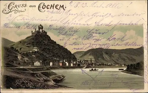 Litho Cochem an der Mosel, Gesamtansicht