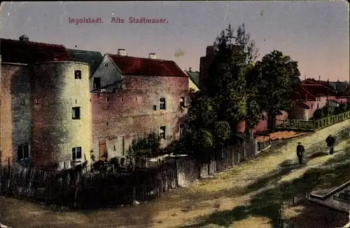 Ak Ingolstadt an der Donau Oberbayern, Alte Stadtmauer