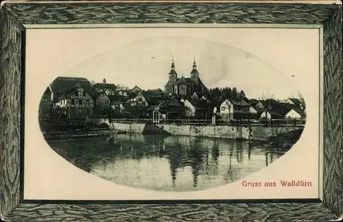 Passepartout Ak Walldürn im Odenwald Baden, Teilansicht