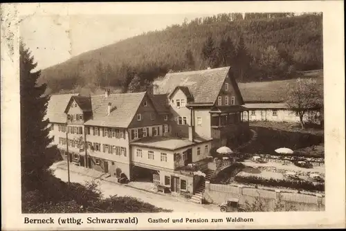 Ak Berneck Altensteig im Schwarzwald, Gasthof und Pension zum Waldhorn