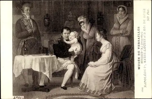 Künstler Ak Menjaud, A., Napoleon, Marie Louise et le Roi de Rome