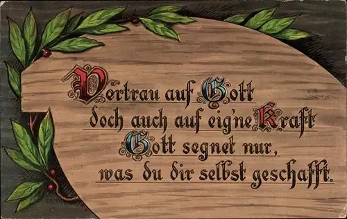 Gedicht Ak Vertrau auf Gott doch auch auf eig'ne Kraft