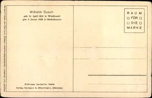 Künstler Ak Lenbach, Franz von, Dichter und Zeichner Wilhelm Busch, Portrait