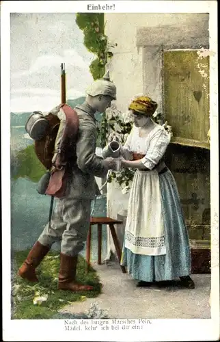 Ak nach des langen Marsches Pein, kehr ich bei dir ein, Einkehr, deutscher Soldat, I WK