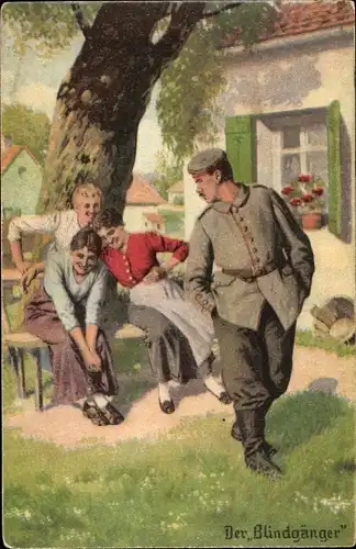 Künstler Ak Der Blindgänger, Frauen lachen Soldaten aus, Immer Fachmann, I. WK