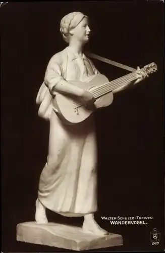 Ak Plastik von Walter Schulze Thewis, Wandervogel, Gitarre
