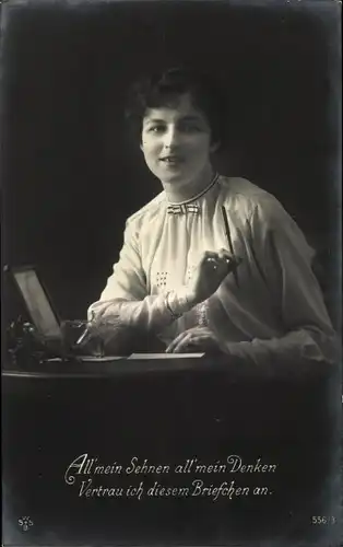 Ak All mein Sehnen all mein Denken, Frau schreibt einen Brief