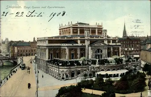 Ak Stockholm Schweden, Kongl. Operan med Operaterrassen