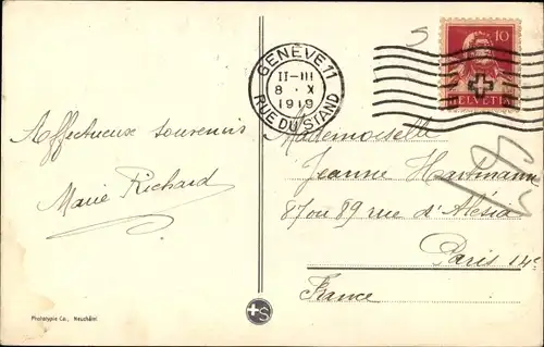 Ak Genève Genf Stadt, Ile Rousseau et Mont Blanc