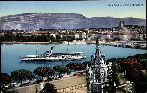 Ak Genève Genf Schweiz, Rade et Saleve, Salondampfer