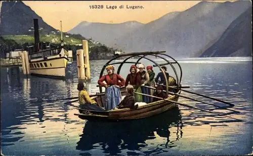 Ak Lugano Kanton Tessin Schweiz, Lago di Lugano, Ruderpartie