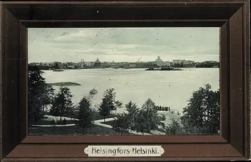 Passepartout  Ak Helsinki Helsingfors Südfinnland, Blick auf die Stadt, Wasserpartie