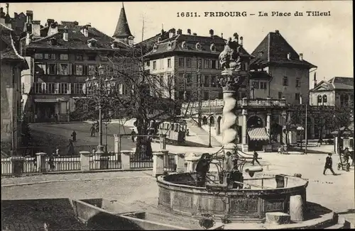 Ak Fribourg Freiburg Stadt Schweiz, La Place du Tilleul