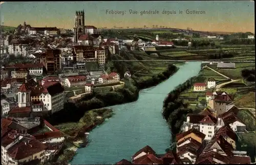 Ak Fribourg Freiburg Stadt Schweiz, Vue générale depuis le Gotteron