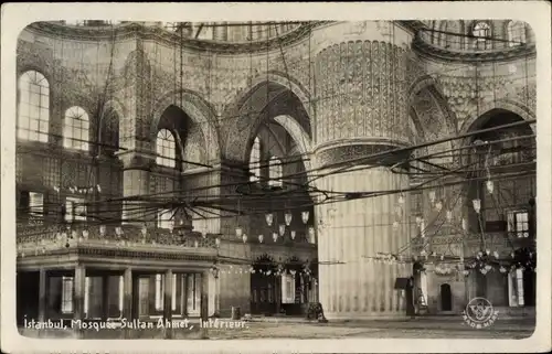 Ak Konstantinopel Istanbul Türkei, Mosquee Sultan Ahmet, Interieur