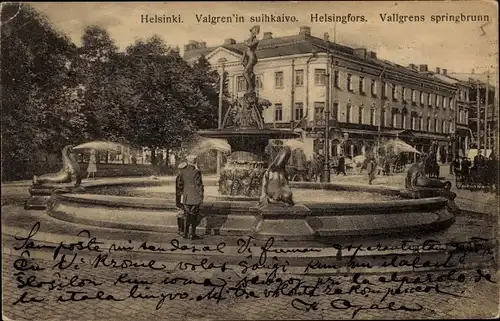 Ak Helsinki Helsingfors Finnland, Vallgrens springbrunn