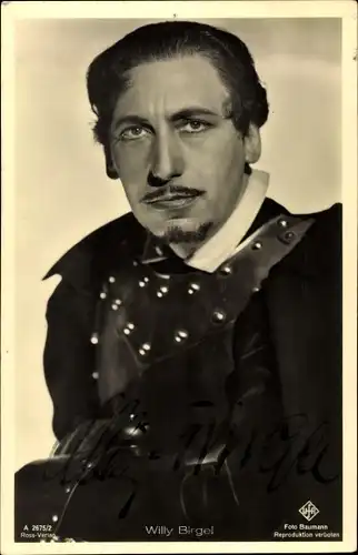 Ak Schauspieler Willy Birgel, Portrait, Autogramm