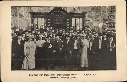 Ak DAMUKA Ausstellung 1907, Trefftag der Deutschen Delikatessenhändler, Stand Carl Kühne