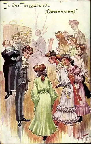 Künstler Ak Thiele, Arthur, In der Tanzstunde, Damenwahl