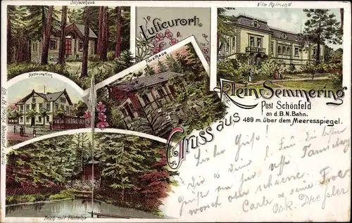 Litho Malý Semerink Klein Semmering Rybniště Teichstatt Region Aussig, Forsthaus, Villa Reimund