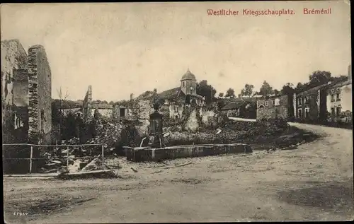 Ak Bréménil Meurthe et Moselle, Kriegszerstörung I. WK