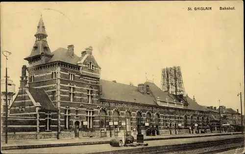 Ak Saint Ghislain Wallonien Hennegau, Bahnhof Gleisseite